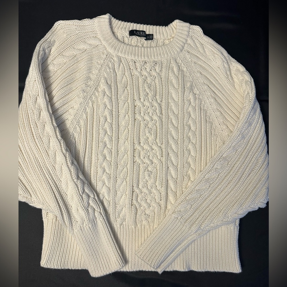 Ralph Lauren White Cable Knit Sweater
